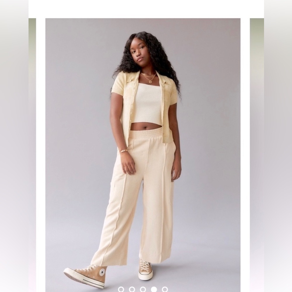 UO Drapey Corduroy Wide Leg Pant beige XS